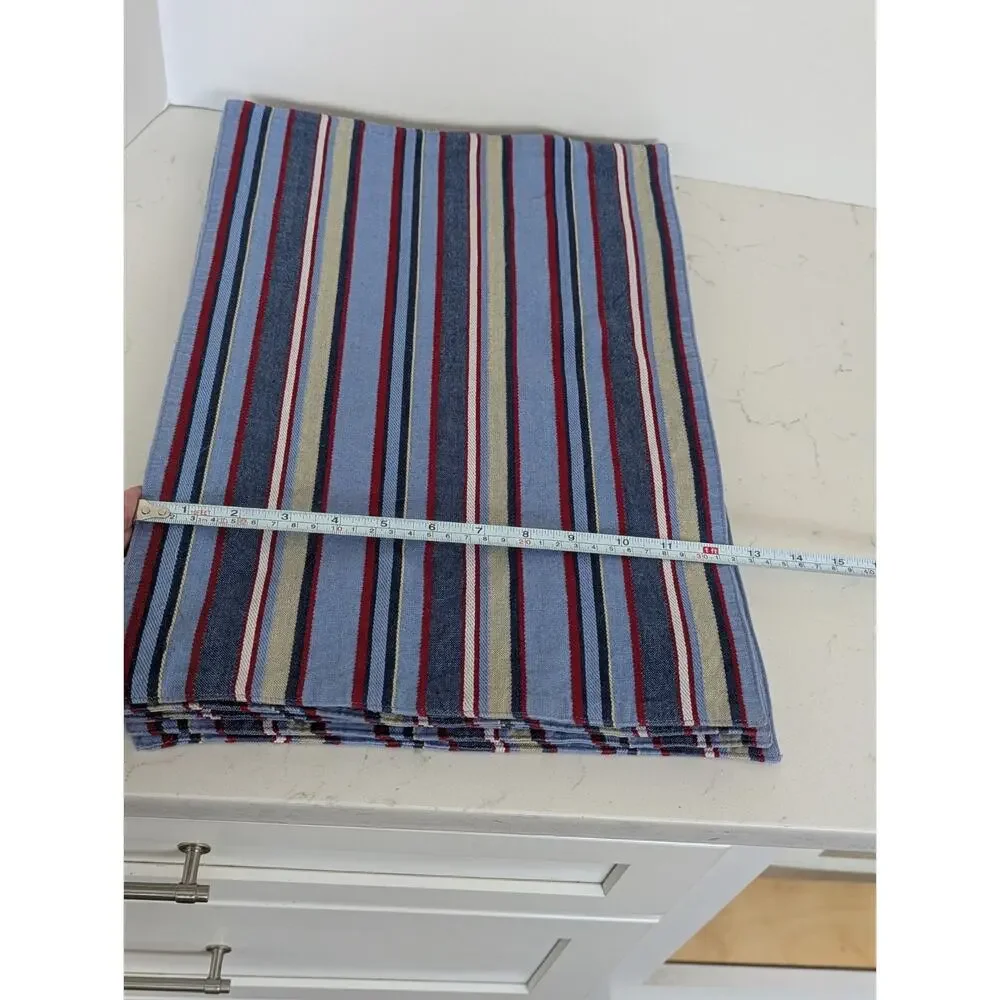 8 Placemats Double sided Coastal Nautical Americana Multi tonal Striped